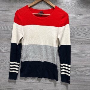 Tommy Hilfiger Womens Classic Preppy Sweater Size M Pima Cotton Stripes Pullover